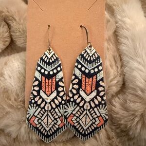 Eleven10 Leather Tribal Cork Earrings